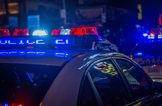 Closeup of Police Sirens at Night in New York.