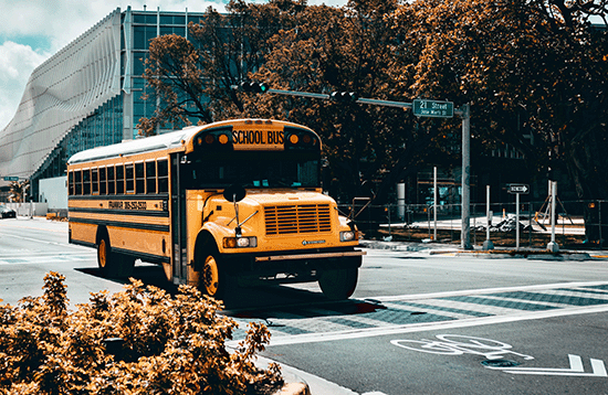 School Bus crossing intersection in Miami
